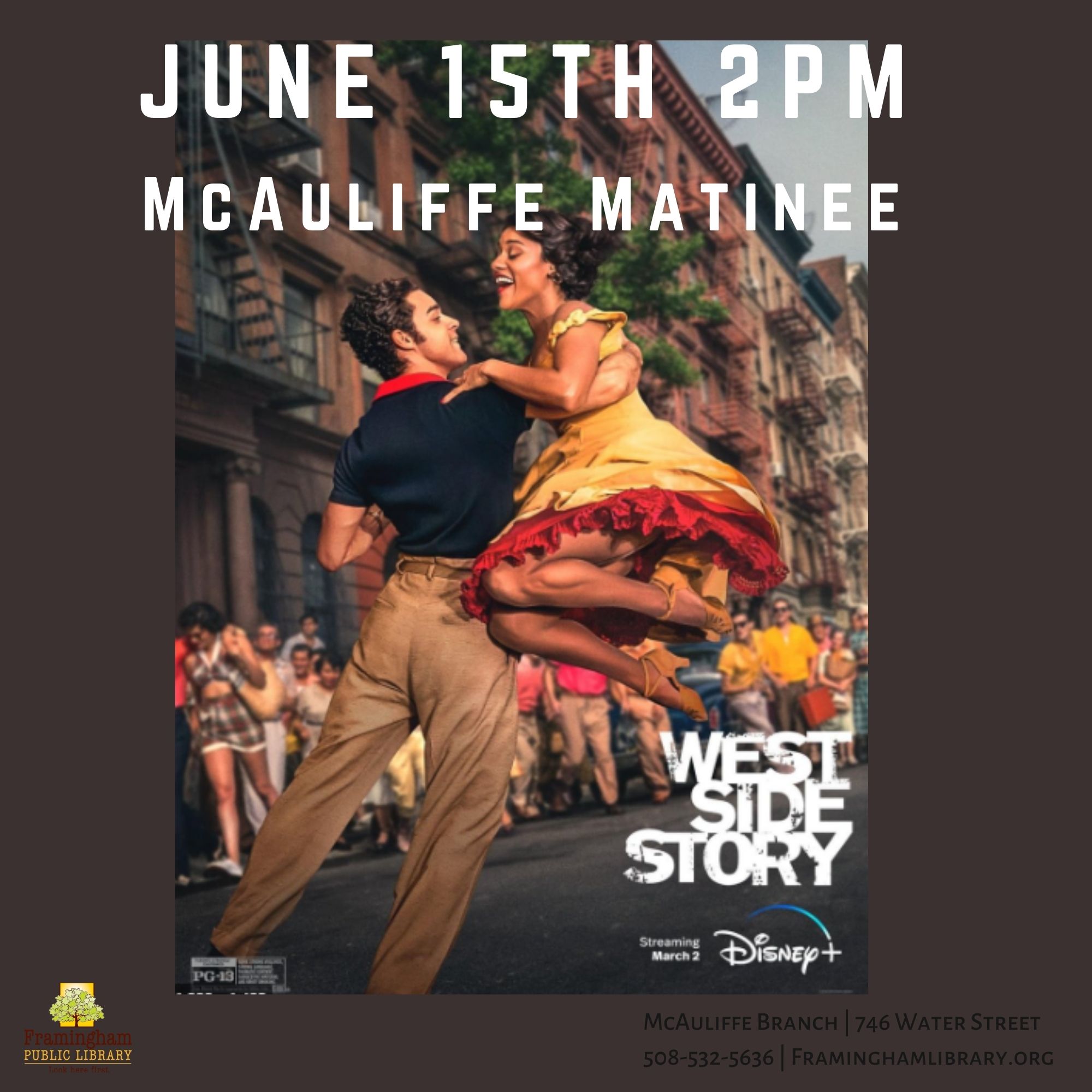 McAuliffe Matinee: Westside Story (2021 PG-13 ‧ Musical/Romance ‧ 2h 36m) thumbnail Photo