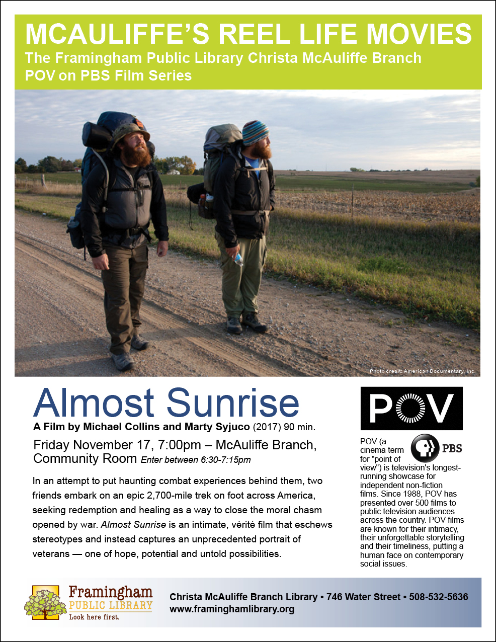 PBS’s POV Movie Series: Almost Sunrise thumbnail Photo
