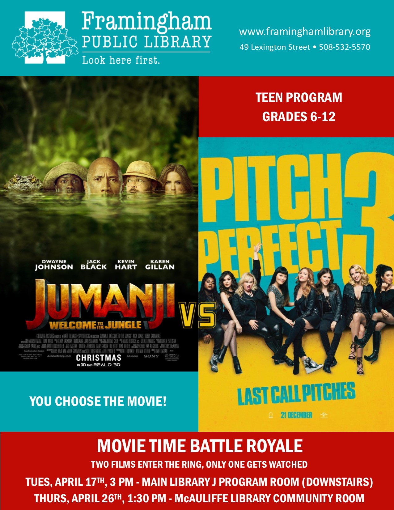 Movie Showdown (@MainLibrary): Jumanji vs. Pitch Perfect 3 thumbnail Photo