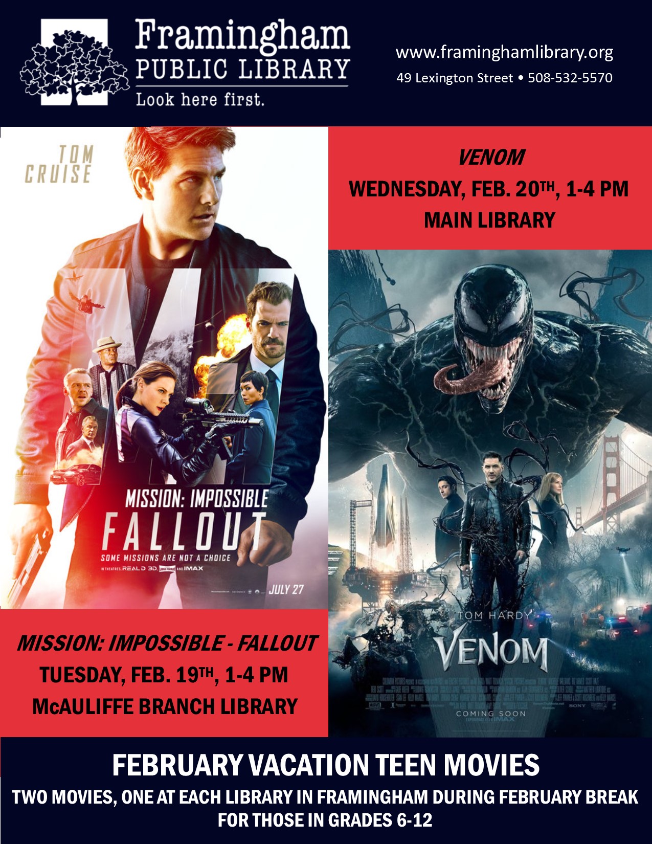 February Break Teen Movie at the McAuliffe Branch - Mission: Impossible Fallout thumbnail Photo