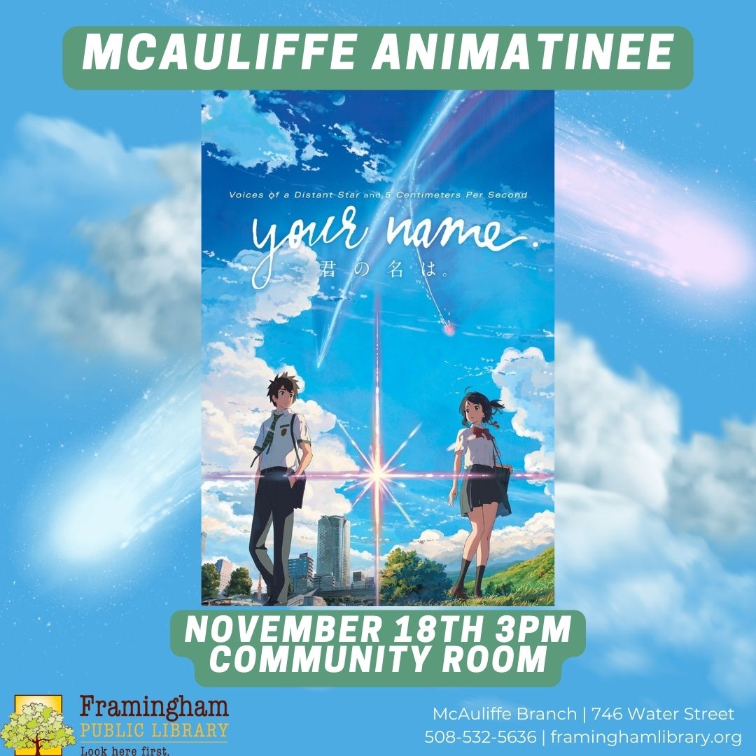 McAuliffe Animatinee: Your Name (2016, PG, 1h52m) thumbnail Photo