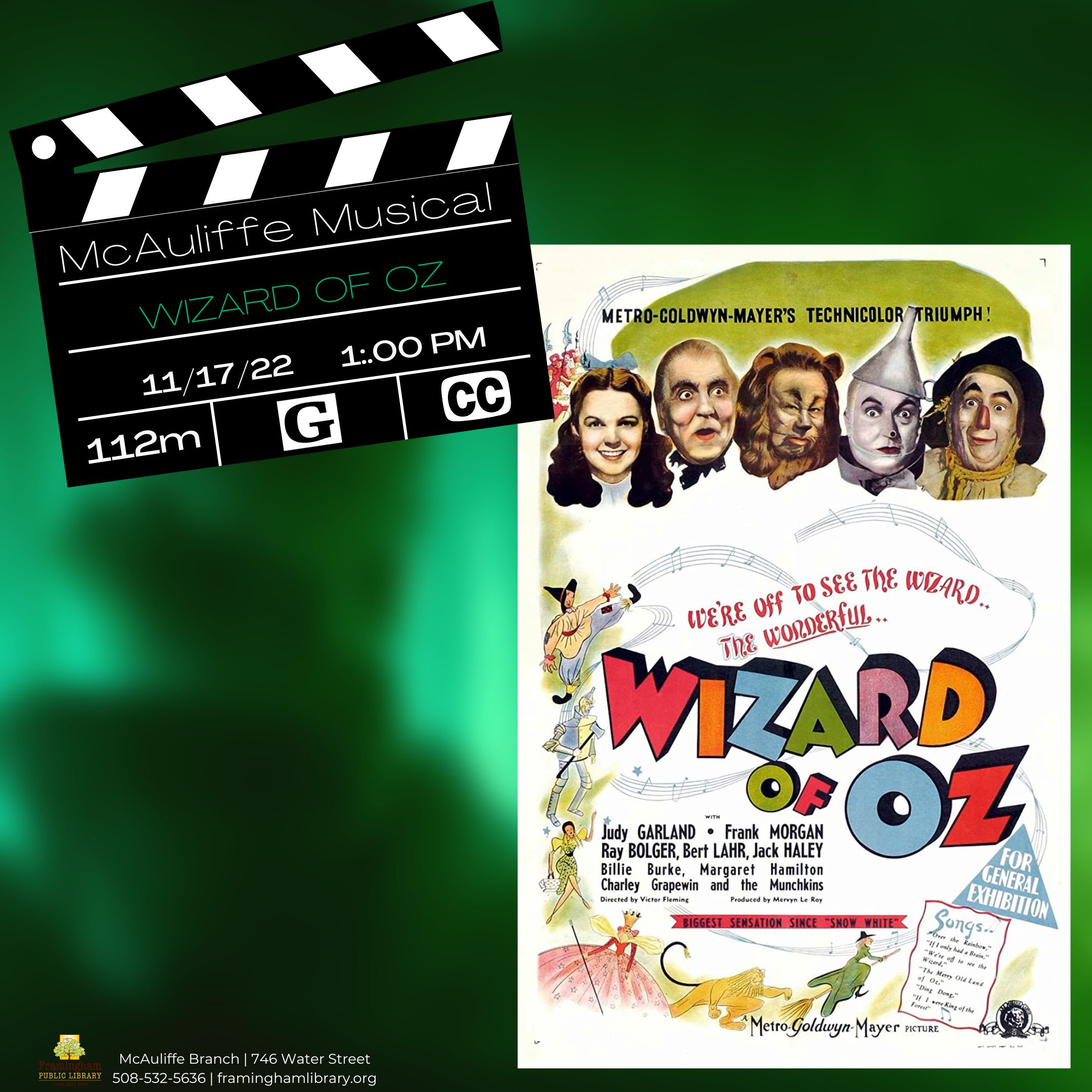 Musicals at McAuliffe: Wizard of Oz G 1939 ‧ Fantasy/Musical ‧ 1h 52m thumbnail Photo