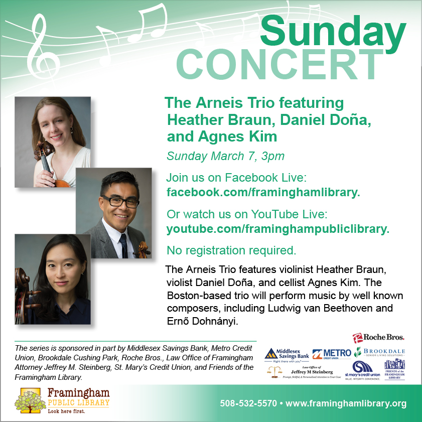 Sunday Concert Series: The Arneis Trio featuring Heather Braun, Daniel Doña, and Agnes Kim thumbnail Photo
