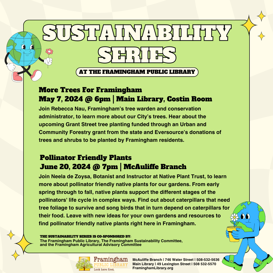 **CANCELED**: Sustainability series: More trees for Framingham! thumbnail Photo
