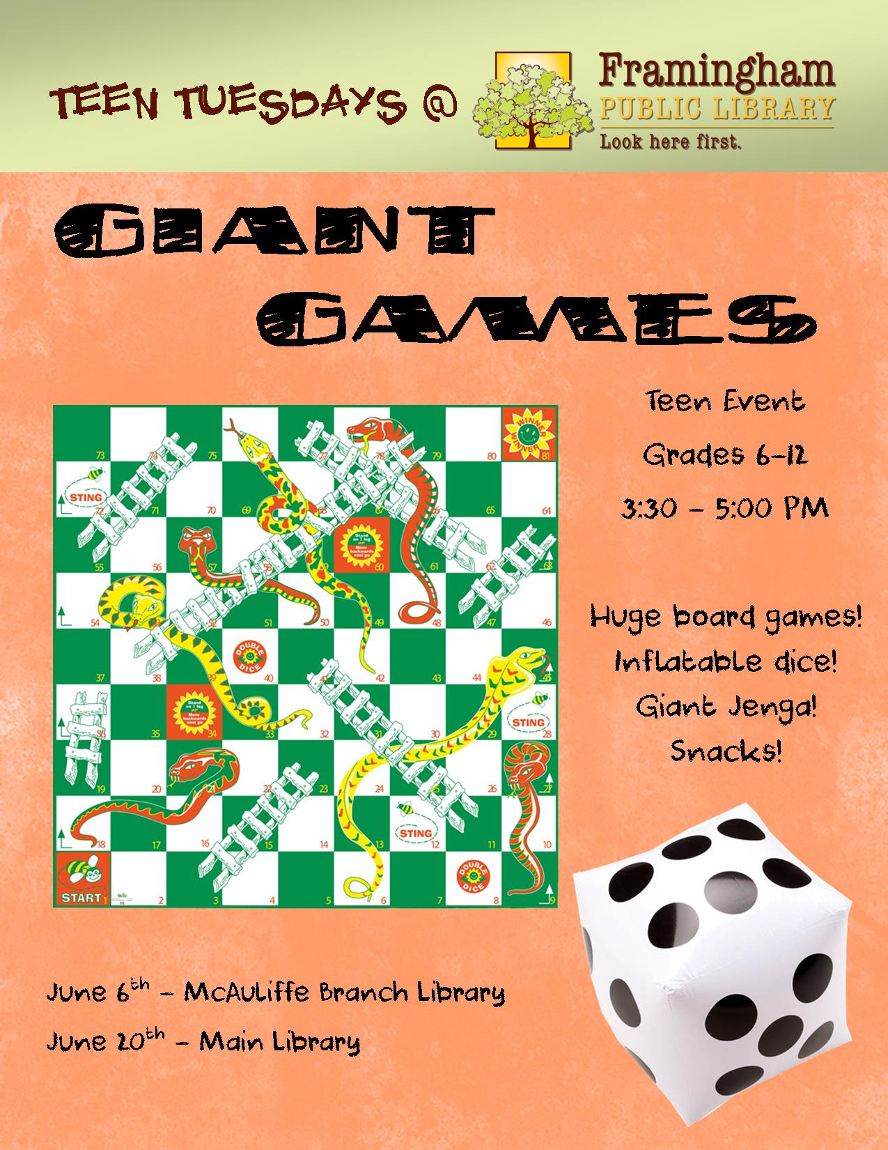 Teen Tuesdays: Giant Games! thumbnail Photo