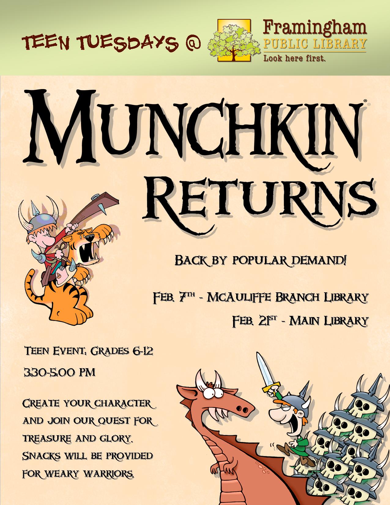 Teen Tuesdays: Munchkin Returns! thumbnail Photo