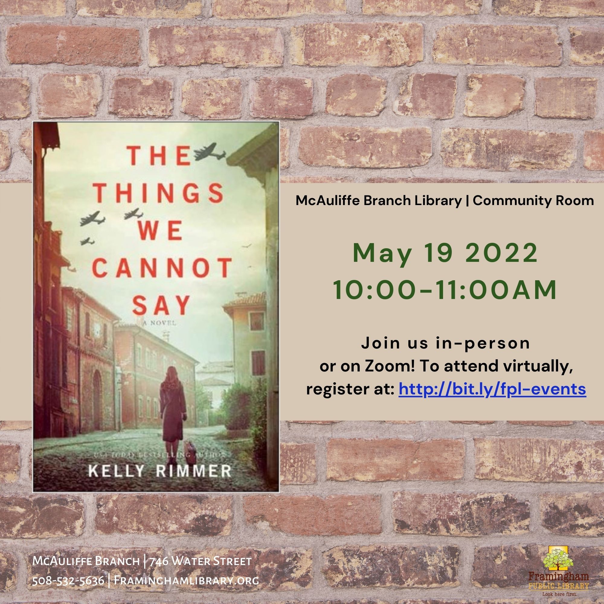McAuliffe Morning Book Club: The Things We Cannot Say by Kelly Rimmer thumbnail Photo