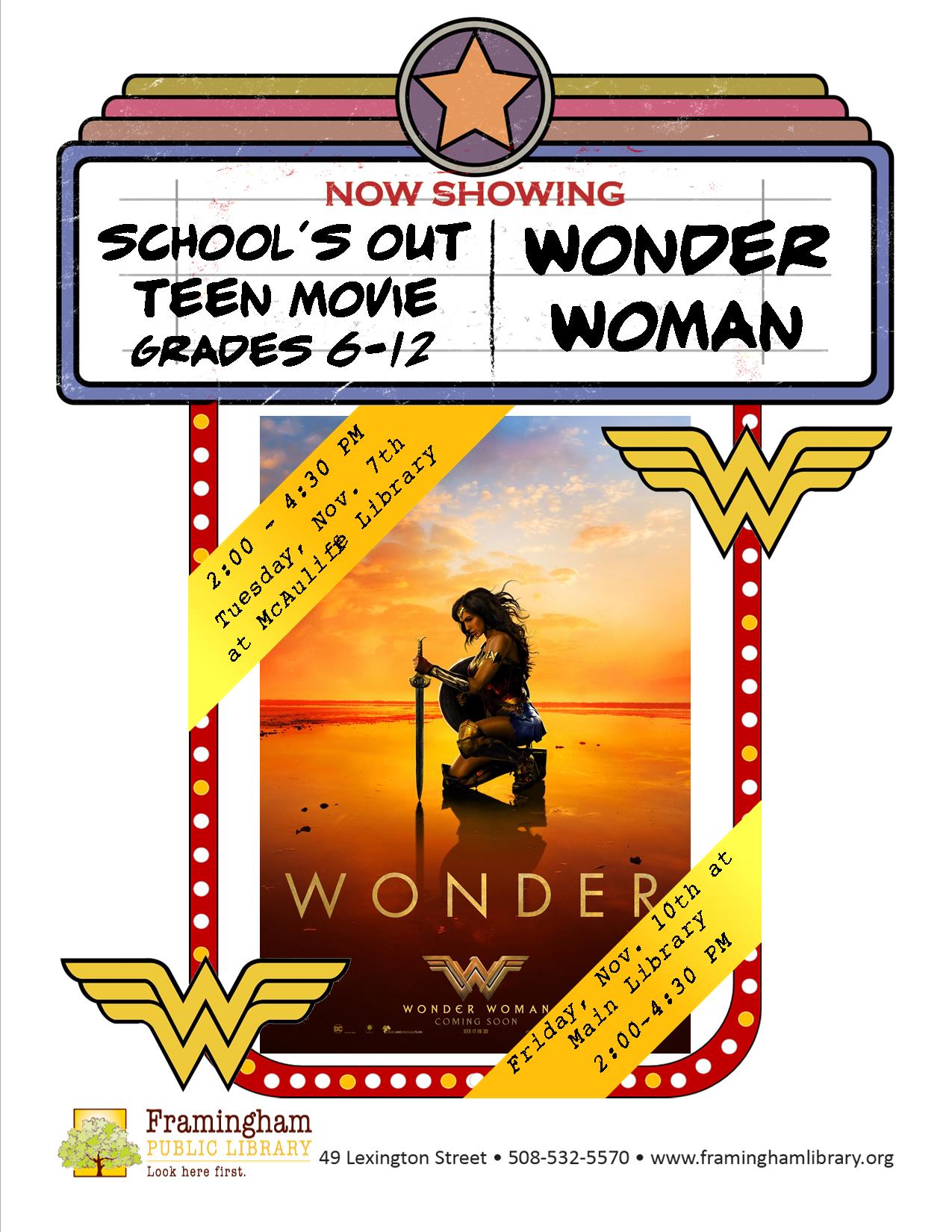 School’s Out Movie at the Main Library: Wonder Woman thumbnail Photo