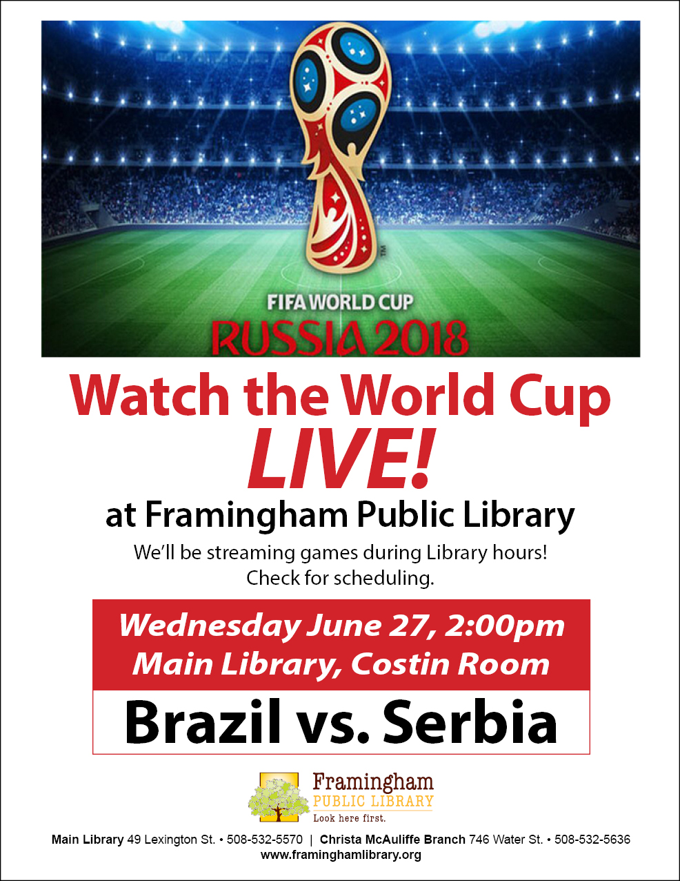 World Cup Screening: Brazil vs. Serbia thumbnail Photo