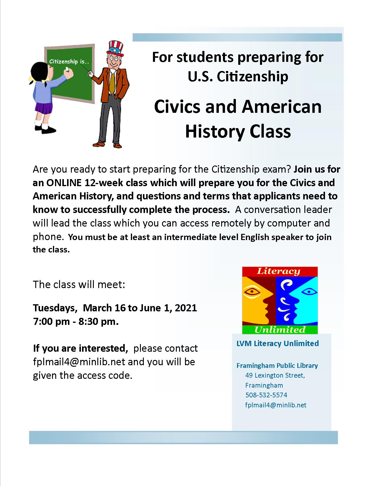 Civics and American History Class for Students Preparing for U.S. Citizenship thumbnail Photo