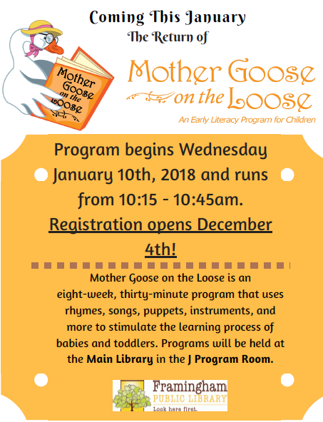 Mother Goose on The Loose: Registration Now Open thumbnail Photo