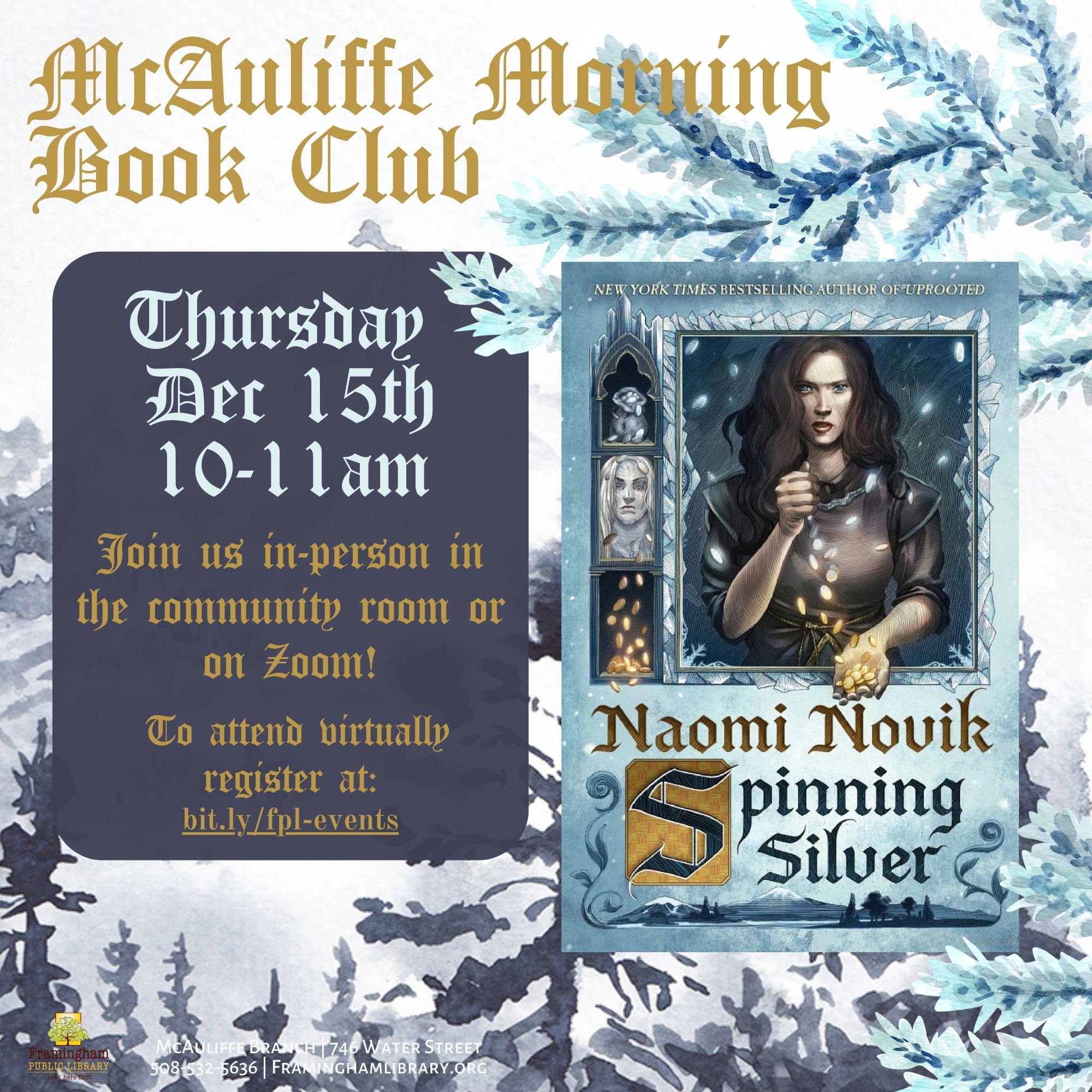 McAuliffe Morning Book Club: “Spinning Silver” by Naomi Novik thumbnail Photo