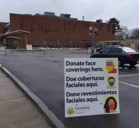 Face mask donation drop off main library