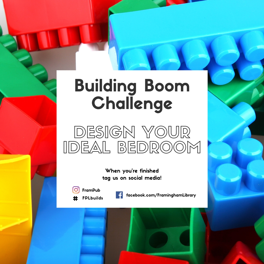 Building Boom Challenge text reads design your ideal bedroom